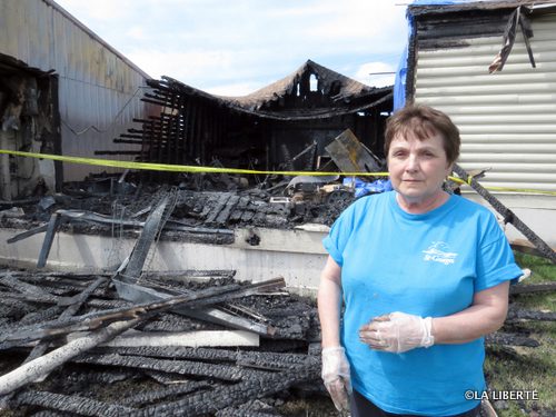 Diane Dubé au lendemain de l’incendie du 17 mai dernier.