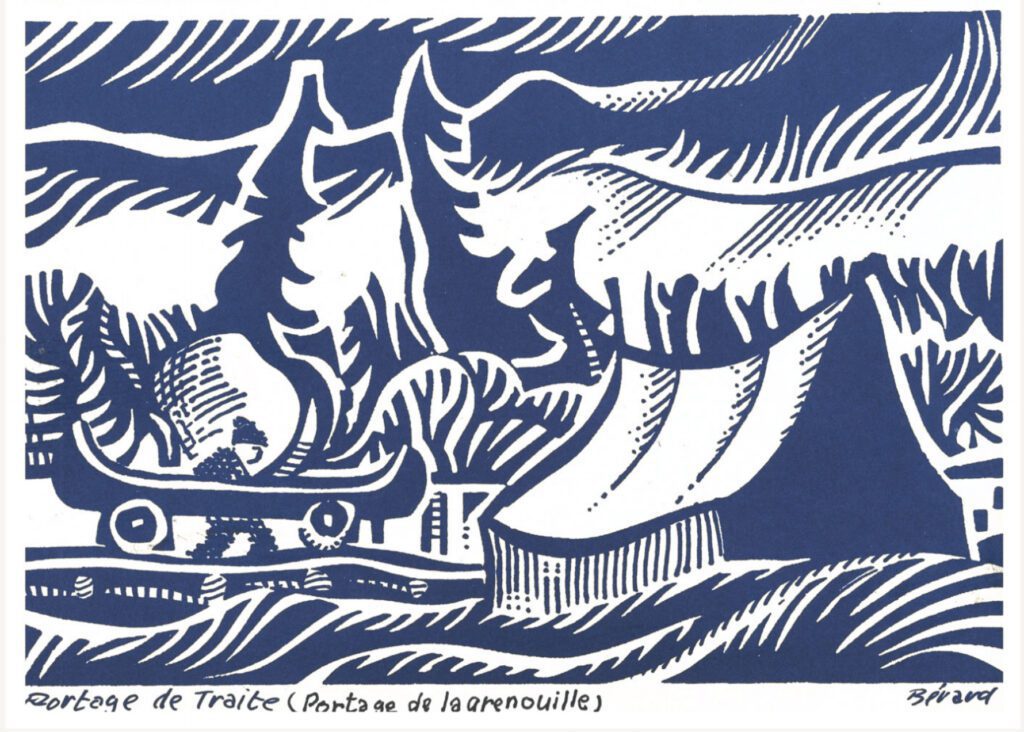 Scène du Bouclier canadien dans l'esprit de La Montagne secrète, précisément au portage de la grenouille. Illustration : Gracieuseté Réal Bérar