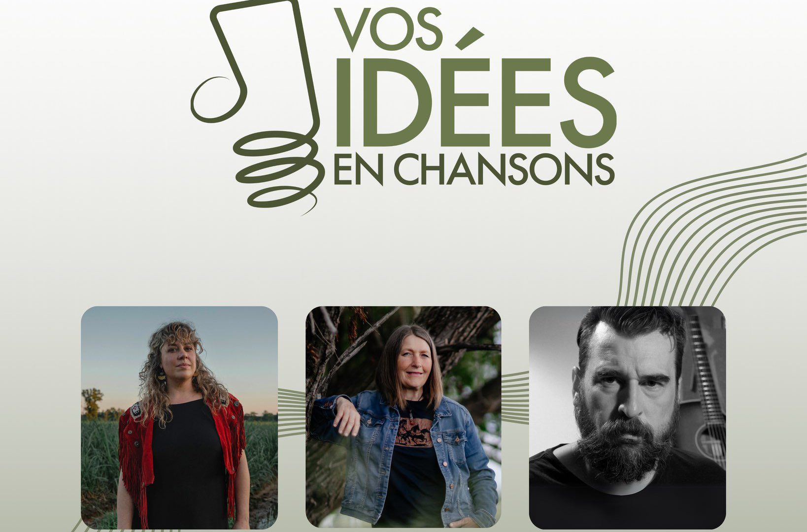Andrina Turenne, Jeannine Guyot et Paul Lachance forment le dernier trio d'artistes à se présenter pour Vos idées en chanson.