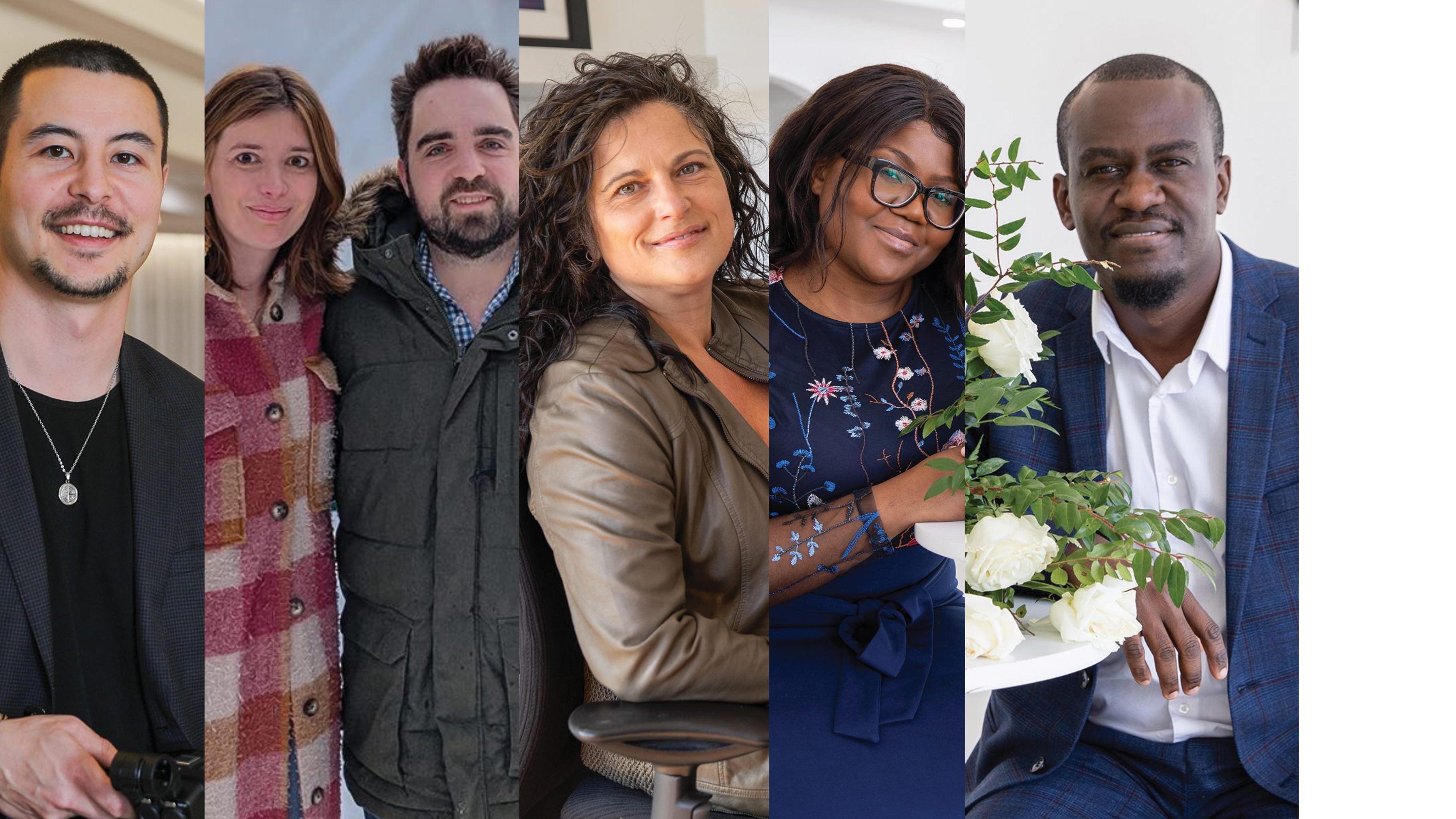 De gauche à droite : Vincent Blais, Marie et Pierre Freynet-Berckvens, Lina Mayer et Nancy Oyam et Jean Kabongo.