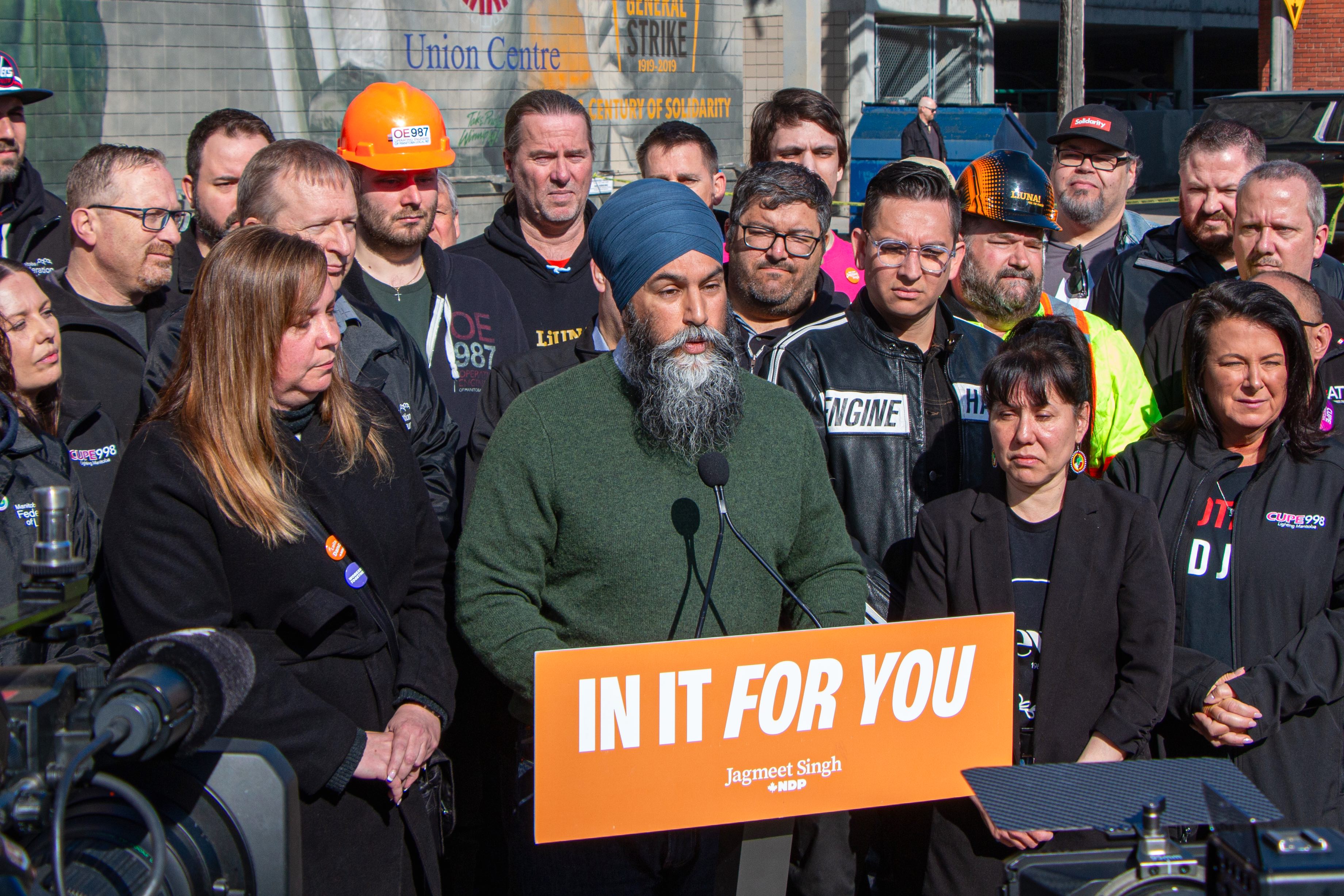 Jagmeet Singh était ce jeudi à Winnipeg. Il est notamment venu soutenir les candidats néo-démocrates du Manitoba.
