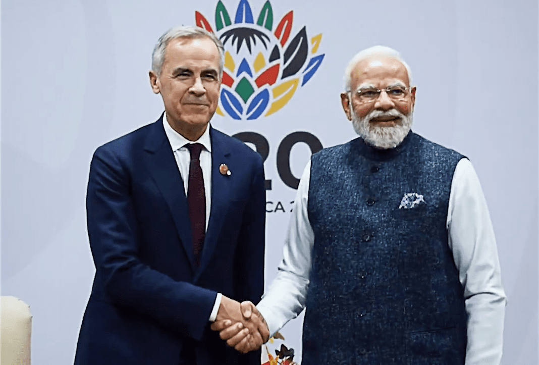 Le Premier ministre canadien Mark Carney et le Premier ministre indien, Narendra Modi.