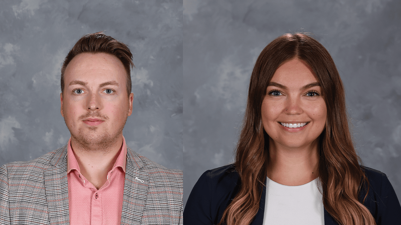 Connor Nicholson, responsable des ventes de groupe chez True North Sports. Cassidy McGowan, coordonnatrice des relations pour l’équipe des Manitoba Moose. 