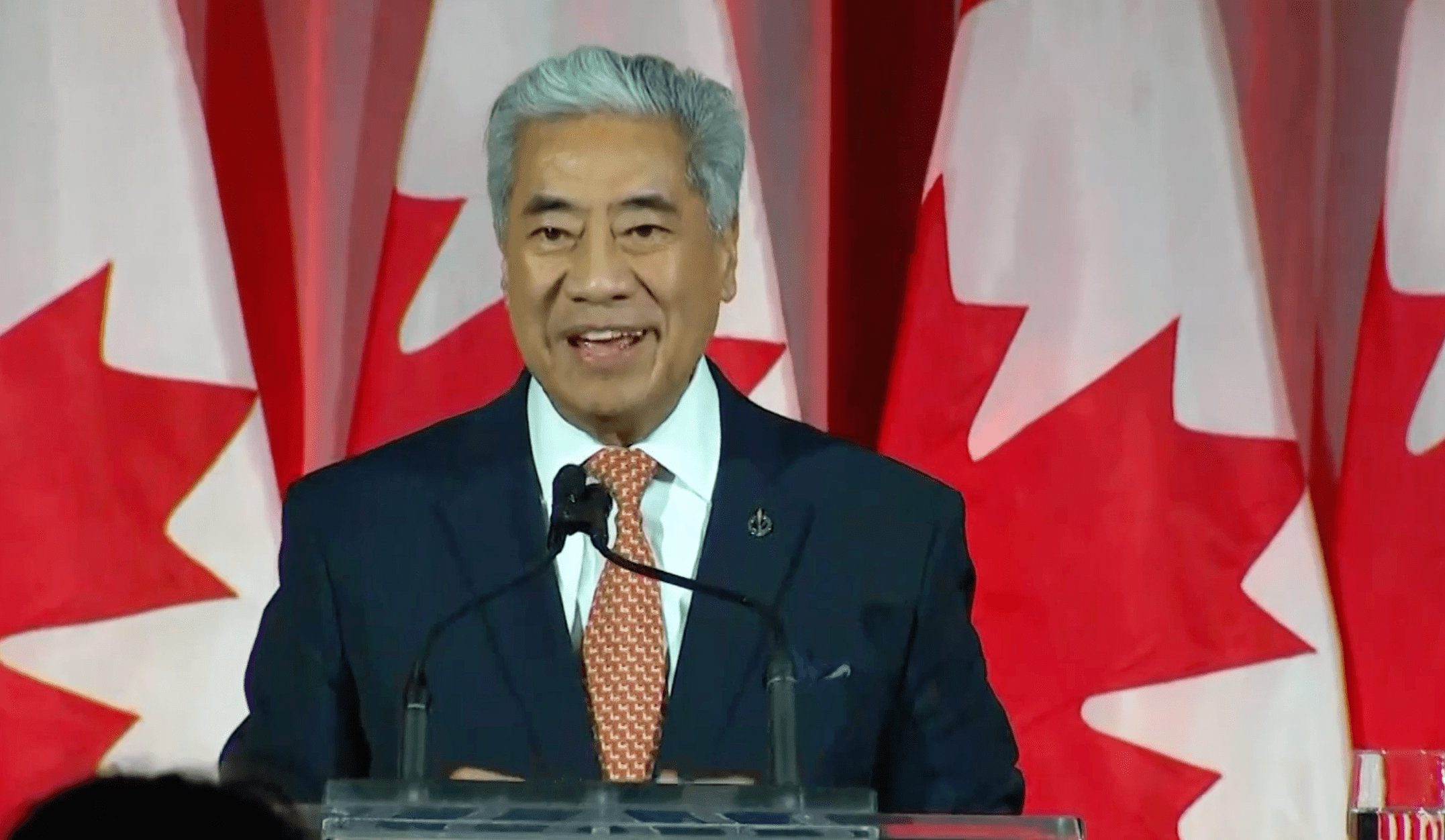 Michael Ma a pris la parole lors de la réception des Fêtes du caucus libéral national à Ottawa.