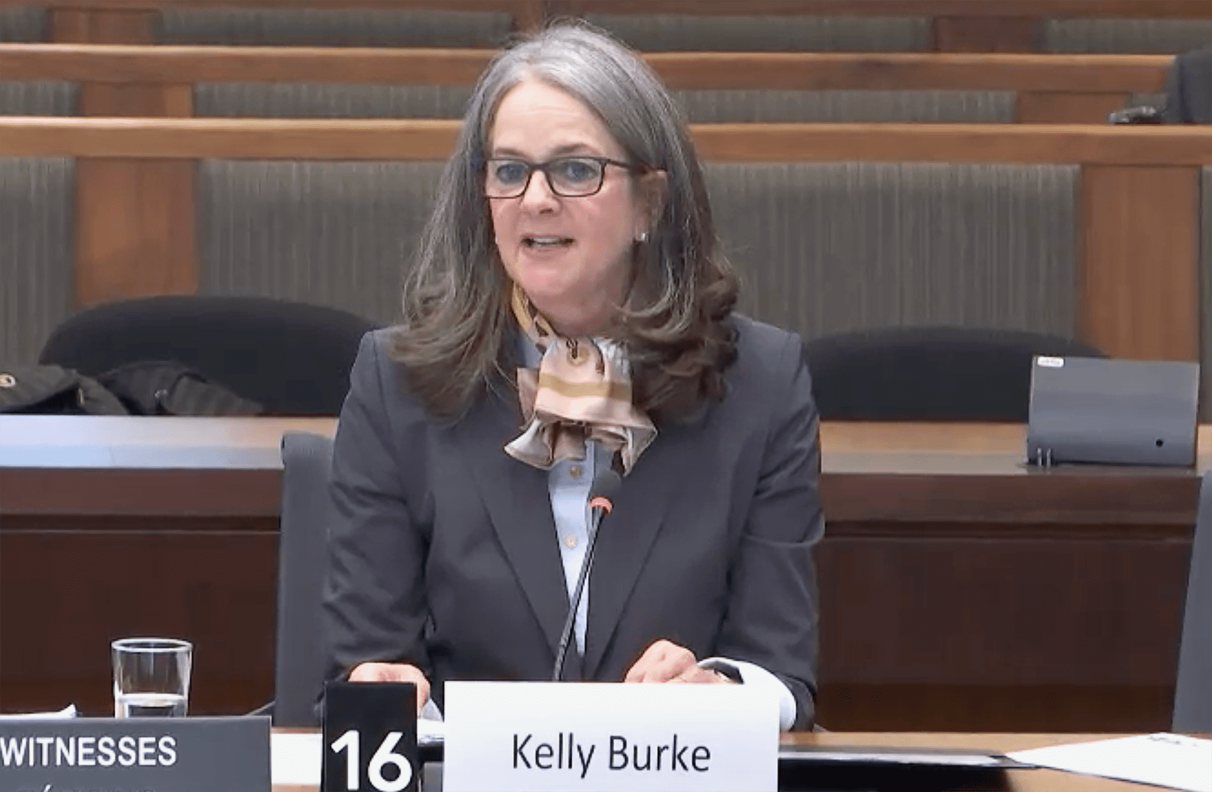 Kelly Burke a été auditionnée devant le Sénat et en comité.
