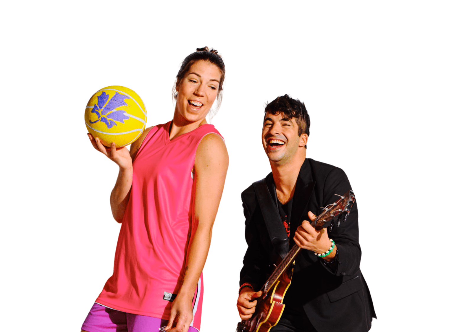 Les porte-paroles — l’artiste Mehdi Cayenne et la basketteuse pro Katherine Plouffe.