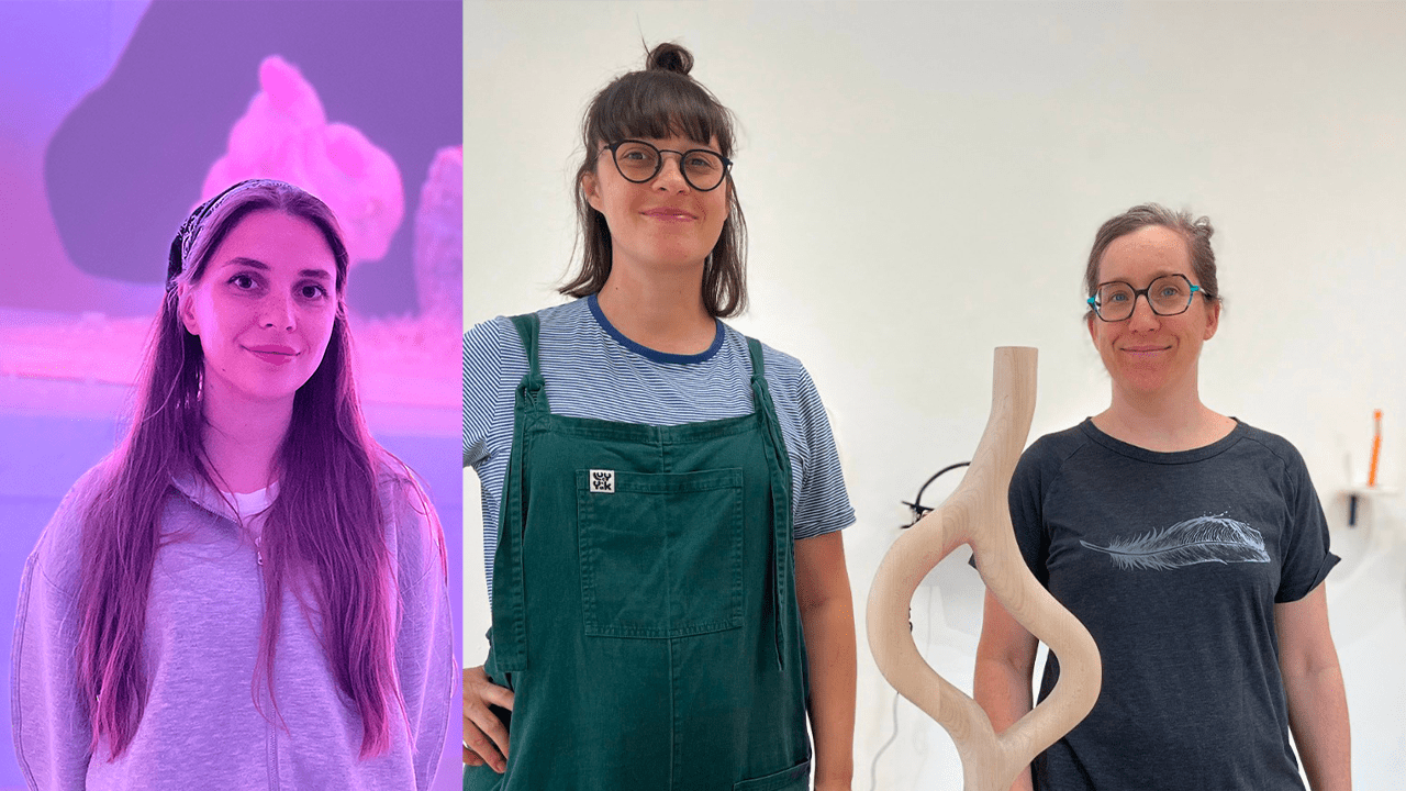 Camille Ratté à l'origine de l'exposition Psychopompe. Steffie Bélanger et Joannie Boulais présentent Mi-figue, mi-raisin. (photos : Chelsea Howgate)