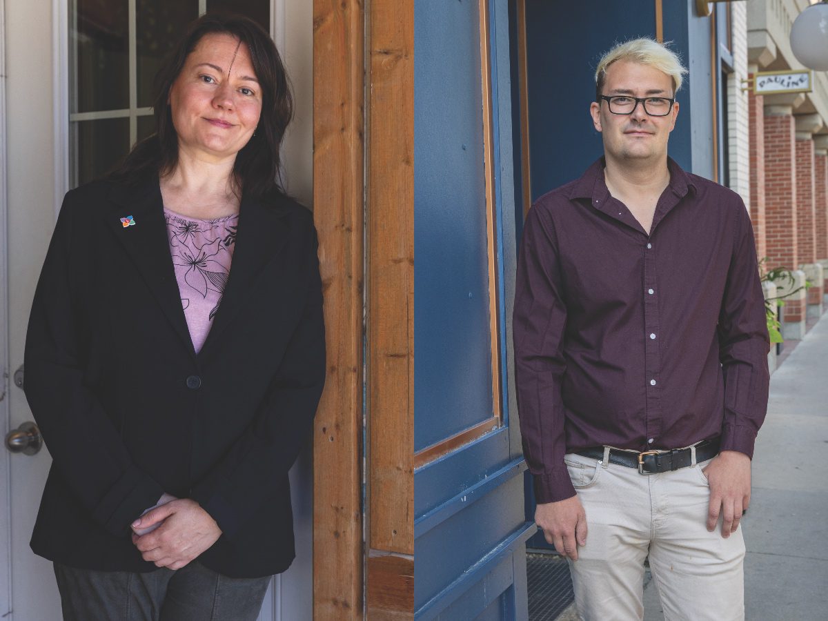 À gauche: Sylvie Schmitt, qui finira son mandat de vice-présidente de la Division scolaire franco-manitobaine en octobre 2026. À droite: Robyn Vilde est barman à la taverne Wood, situé sur la rue Marion. (Photos: Marta Guerrero)