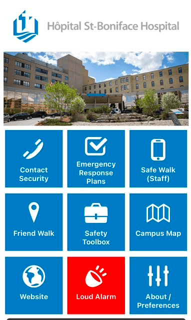 L’écran d’accueil de l’application Shared Health SAFE.