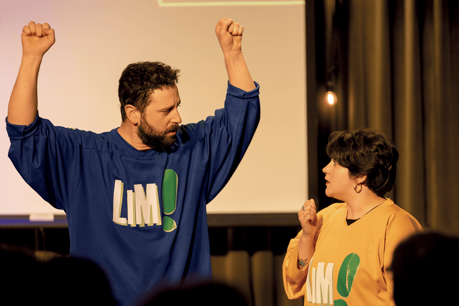 Maryse Gagné, capitaine des Jaunes, et André Vrignon-Tessier, comédien.