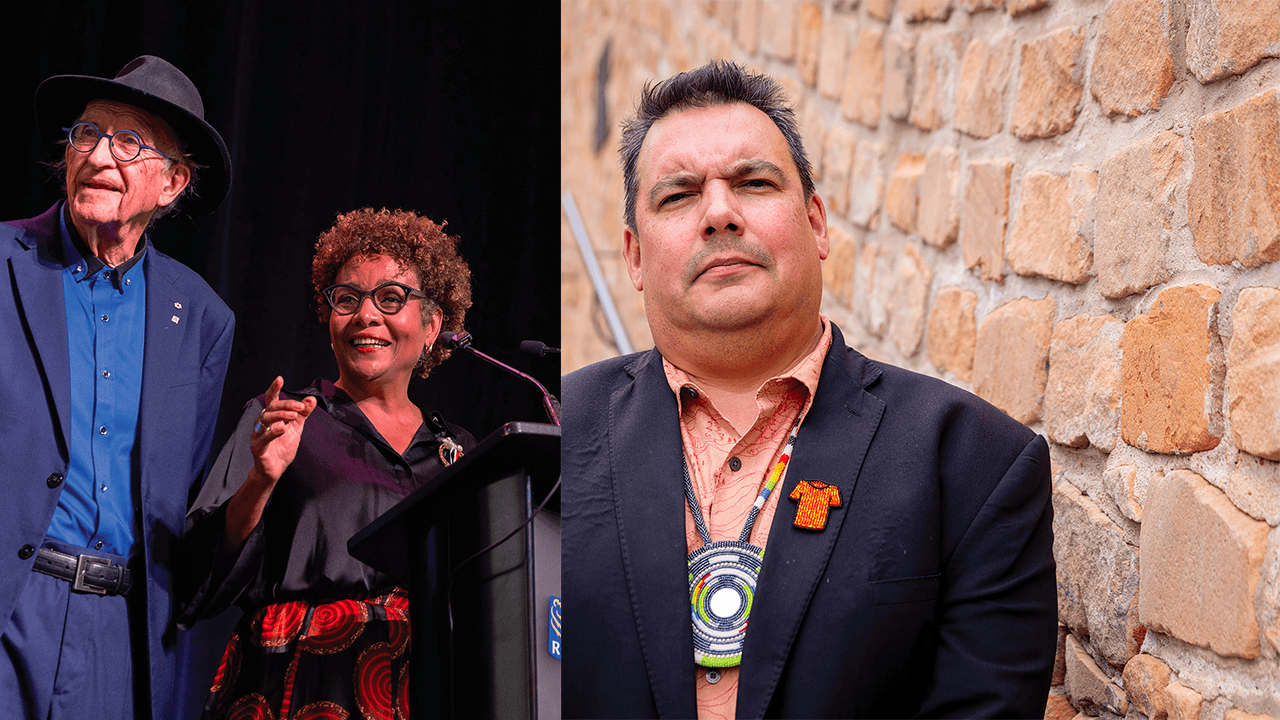 Michaëlle Jean et son mari Jean-Daniel Lafond, les fondateurs de la Fondation Michaëlle Jean lors du 5e sommet pancanadien des communautés noires. Niigaan Sinclair, professeur au Département d’études autochtones à l’Université du Manitoba.