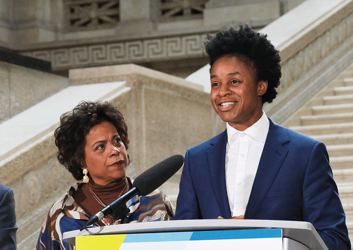 Marjorie Michel, ministre fédérale de la Santé, et Uzoma Asagwara, ministre de la Santé, des Aînés et des Soins de longue durée du Manitoba.